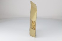 Standbodenbeutel Kraftpapier, Doy-Pack mit Sichtfenster, Druckverschluss und innere und äußere transparente Auskleidung,180x50x260 mm, 100 Stücke Standbodenbeutel Kraftpapier, Doy-Pack mit Sichtfenster, Druckverschluss und innere und äußere transparente Auskleidung,180x50x260 mm, 100 Stücke