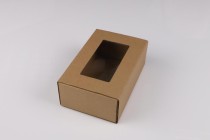 Boîte d'emballage de type tiroir en papier kraft avec fenêtre 185 x 120 x 65 mm - 50 pcs