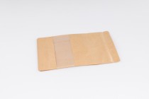 Kraftbeutel vom Typ Doy Pack mit Reißverschluss, Fenster, transparenter Innen- und Außenverkleidung und Möglichkeit der Versiegelung mit Heißsiegelung 180x80x280mm - 50 Stk