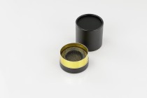 Zylindrische Schachtel 100 x 75mm Papier in schwarz - goldener Farbe