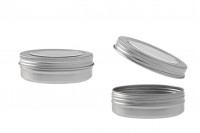 Aluminum jar 100 ml silver with clear window on the lid - 12 pcs