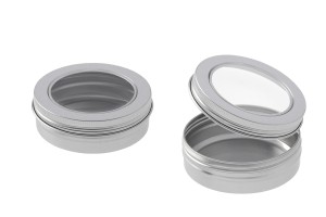 Vasetto in alluminio argentato da 100 ml con finestra sul tappo - 12 pz-εικόνα_διαστάσεις