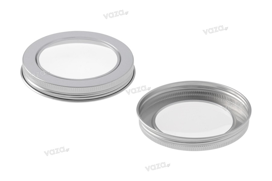 100ml silver aluminum tin jar with clear top screw lid - available in a package with 12 pcs