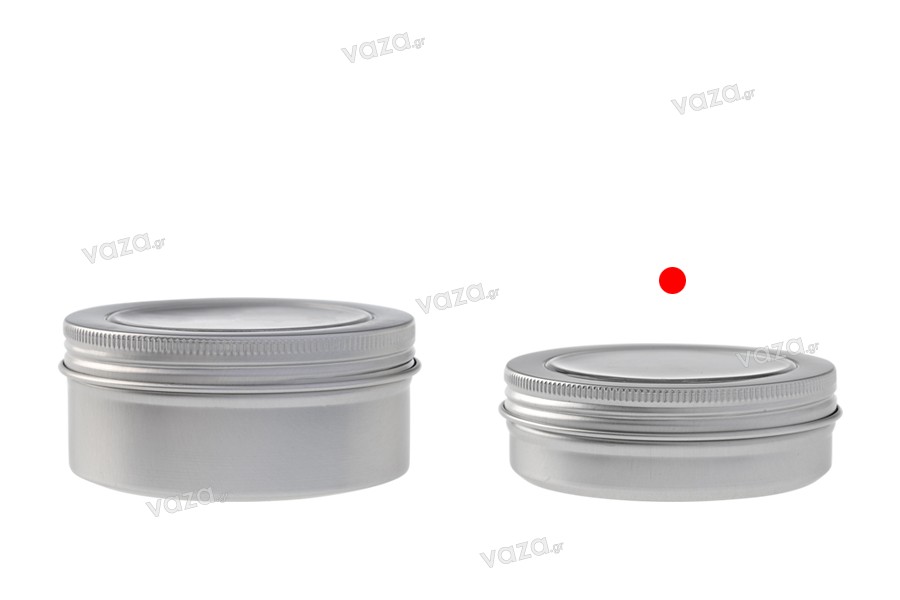 100ml silver aluminum tin jar with clear top screw lid - available in a package with 12 pcs