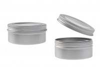 Aluminum jar 150 ml silver with clear window on the lid - 12 pcs