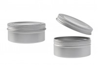 150ml silver aluminum tin jar with clear top screw lid - available in a package with 12 pcs