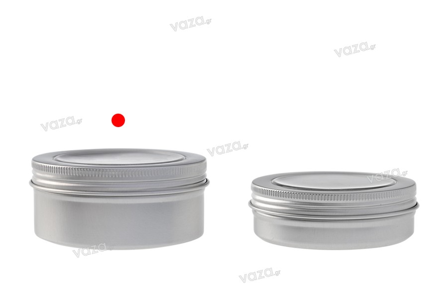 150ml silver aluminum tin jar with clear top screw lid - available in a package with 12 pcs