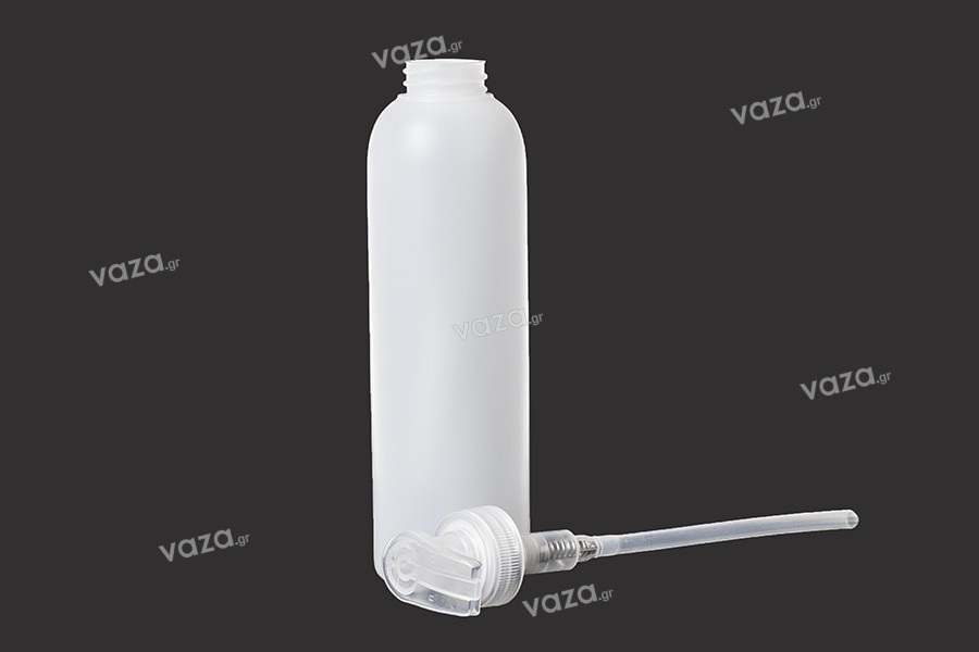Πλαστικό στρόγγυλο μπουκάλι 250ml με αντλία