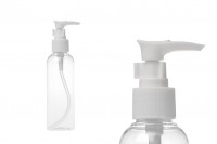 Transparent 150ml PET pump bottle for shampoo, available in a package with 12 pieces