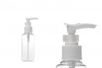 Transparent 100ml PET pump bottle for shampoo, available in a package with 12 pieces