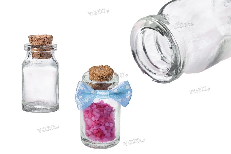 Flacone da farmacia in vetro da 6 ml con tappo di sughero in forma conica