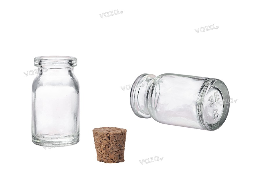 Flacone da farmacia in vetro da 6 ml con tappo di sughero in forma conica