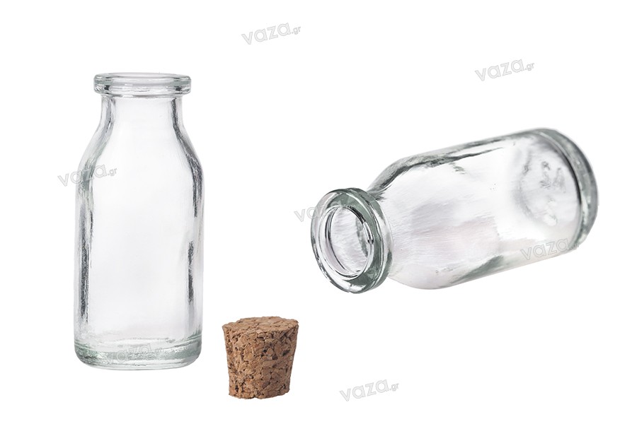 Flacone da farmacia in vetro da 15 ml con tappo di sughero in forma conica