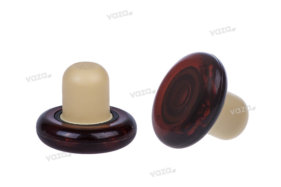 Flat amber plastic head silicone cork Ф19