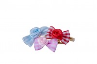 Bow with flower to decorate wedding and christening favors, jars and bottles 