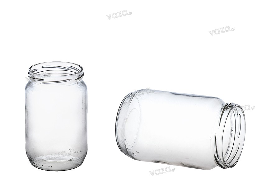 Pot cylindrique en verre de 720 ml et couvercle doré à rabat - pour 1 kg de miel * - 25 pcs