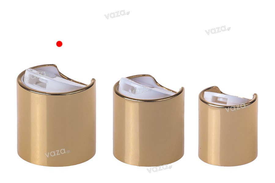 Disk top PP28 plastic lid with aluminum coating in gold or silver color
