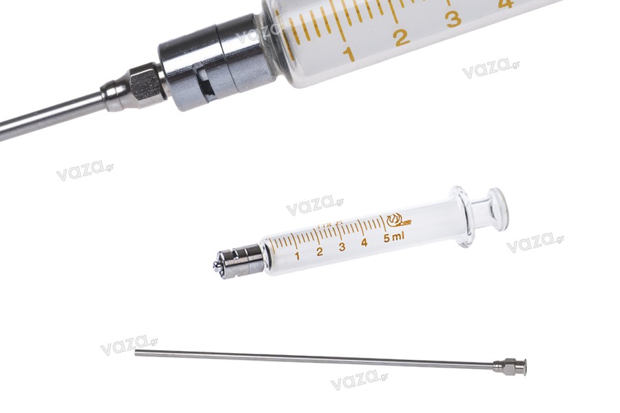 5ml perfume glass syringe with metal tip and metal dispensing needle
