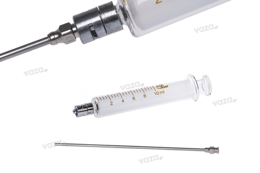 10ml perfume glass syringe with metal tip and metal dispensing needle