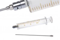 Glass syringe 30ml, with metal nose and metallic needle