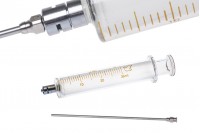 30ml perfume glass syringe with metal tip and metal dispensing needle