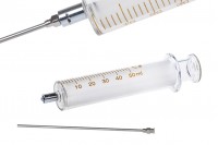 Glass syringe with metal nose and metal needle 50 ml 