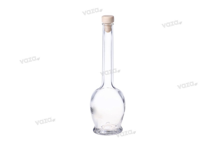 100ml glass flask for spirits with cork stopper and PP11 finish