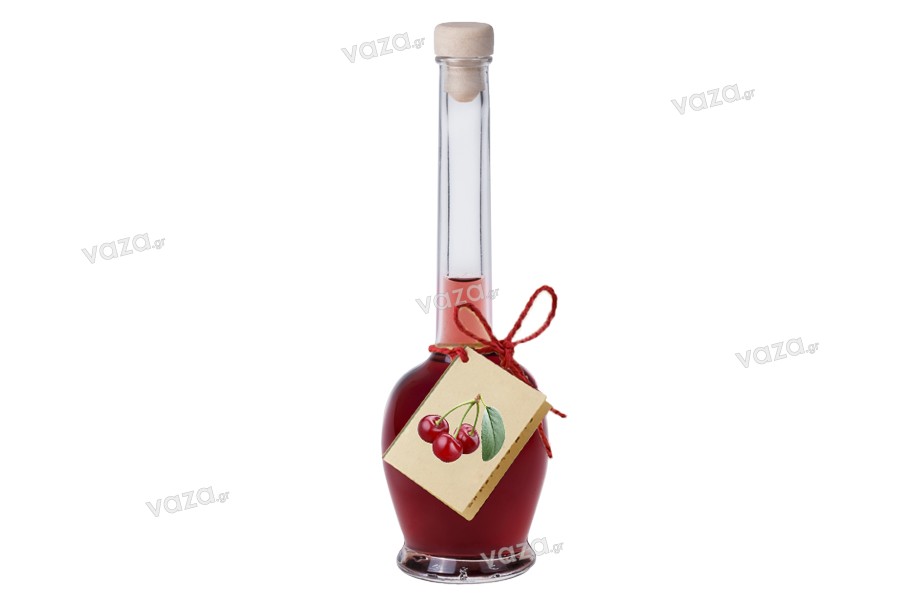 100ml glass flask for spirits with cork stopper and PP11 finish