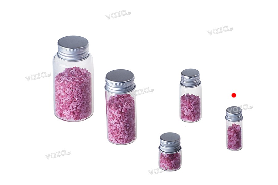 Mini 4ml glass bottles with aluminum cap, available in a package with 12 pieces