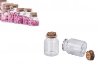 40ml mini glass jar with cork stopper for wedding or christening decoration in size 37x56 mm - available in a package with 12 pcs