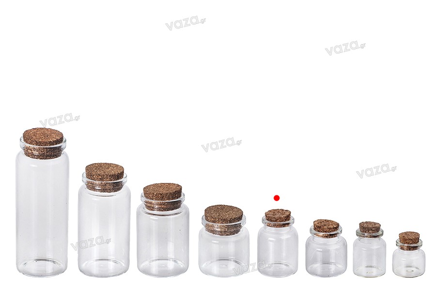 40ml mini glass jar with cork stopper for wedding or christening decoration in size 37x56 mm - available in a package with 12 pcs