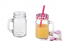 Mason Glass Jar with a cap for straws 450 ml