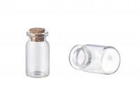 Mini clear glass bottles with cork stoppers, can be used as a wedding or christening favor