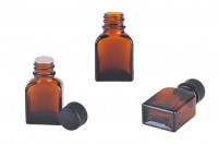 8ml amber glass bottle with black plastic cap and stopper