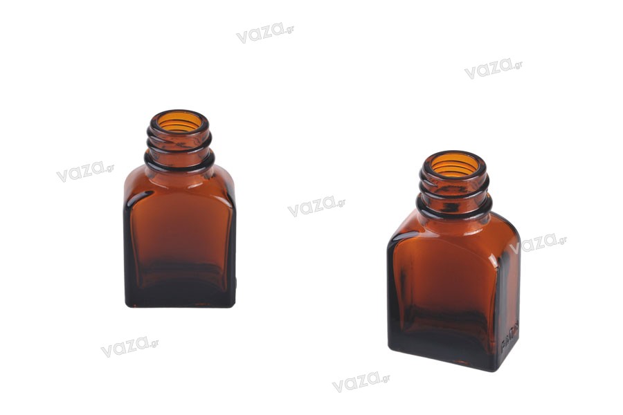 8ml amber glass bottle with black plastic cap and stopper