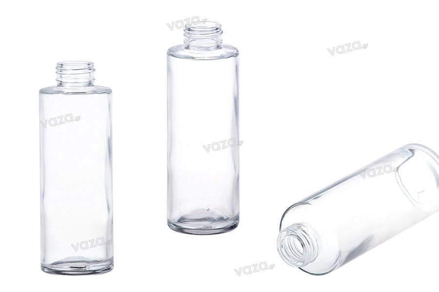 Bottiglia in vetro trasparente da 100ml con beccuccio PP 24