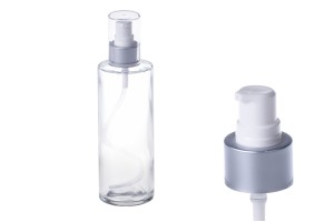 Pumpe für Cremes und Öle PP 24 mit silbernem Streifen auf dem Deckel-εικόνα_σύνθεση