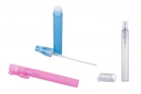 Bottiglietta da profumo in miniatura con spruzzatore da 10 ml in plastica disponibile in 3 colori (trasparente, blu o rosa) - 25 pezzi.