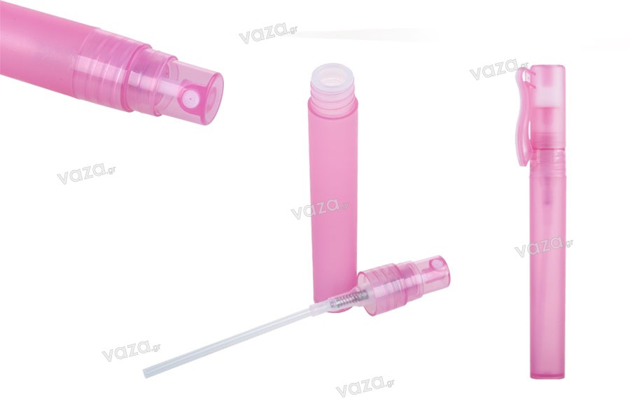 Plastic 10ml pen clip perfume sprayer in 3 colors (semi-transparent, blue or pink) - available in a package with 25 pcs