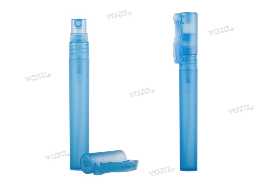 Plastic 10ml pen clip perfume sprayer in 3 colors (semi-transparent, blue or pink) - available in a package with 25 pcs