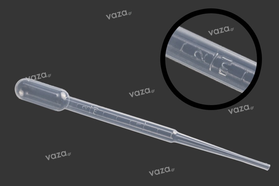 Σταγονόμετρο πλαστικό 2 ml με διαβάθμιση - Συσκευασία 100 τεμαχίων