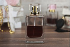 Rectangular 70ml glass perfume bottle with PP15 finish
