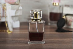 Rectangular 50ml glass perfume bottle with PP15 finish