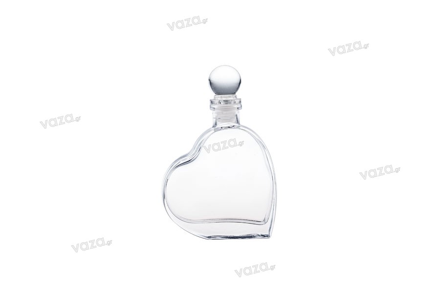 Special offer! 55ml heart shaped glass bottle with glass stopper - From € 2.10 reduced to € 0.99 per piece 