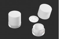 Acrylglas 30 ml in weißer Farbe mit Kunststoffdeckel, Dichtung und Spatel