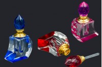 5ml crystal attar bottle with crystal cap and glass dipstick, in 3 colors. 