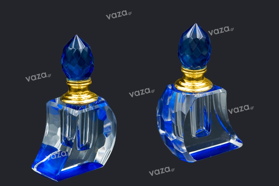 5ml crystal attar bottle with crystal cap and glass dipstick, in 3 colors. 