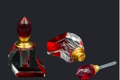 5ml crystal attar bottle with crystal cap and glass dipstick, in 3 colors. 