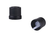 Black plastic narrow safety Cap with short Interior dropper PP18  