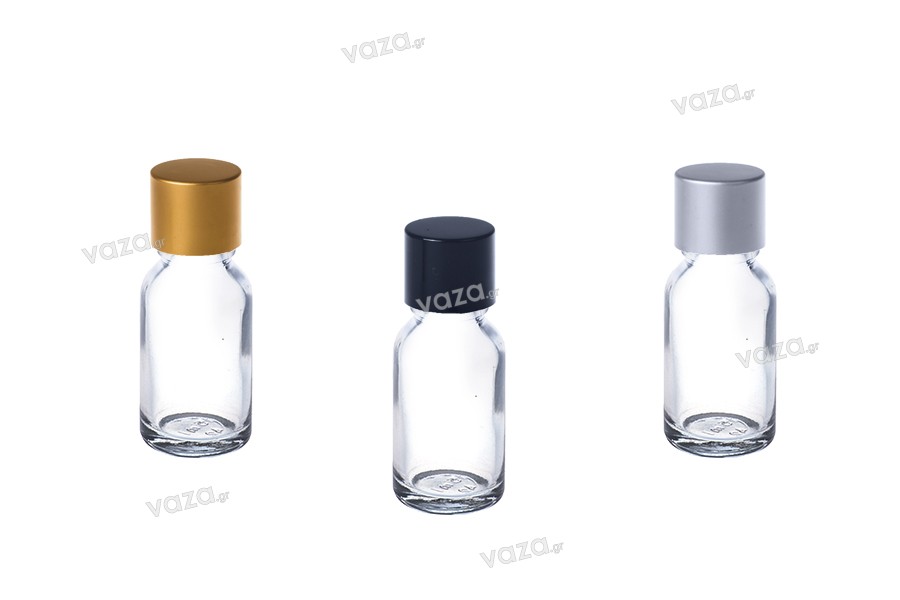 Sticluță pentru uleiuri esențiale, transparentă, 15 ml, cu gura de scurgere PP18